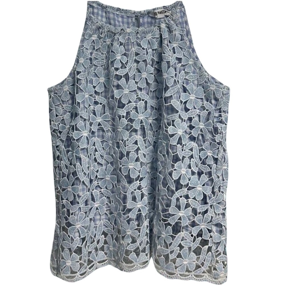 BB Dakota Womens It's a Picnic Tank Top Size S Lace Floral Gingham Cottagecore